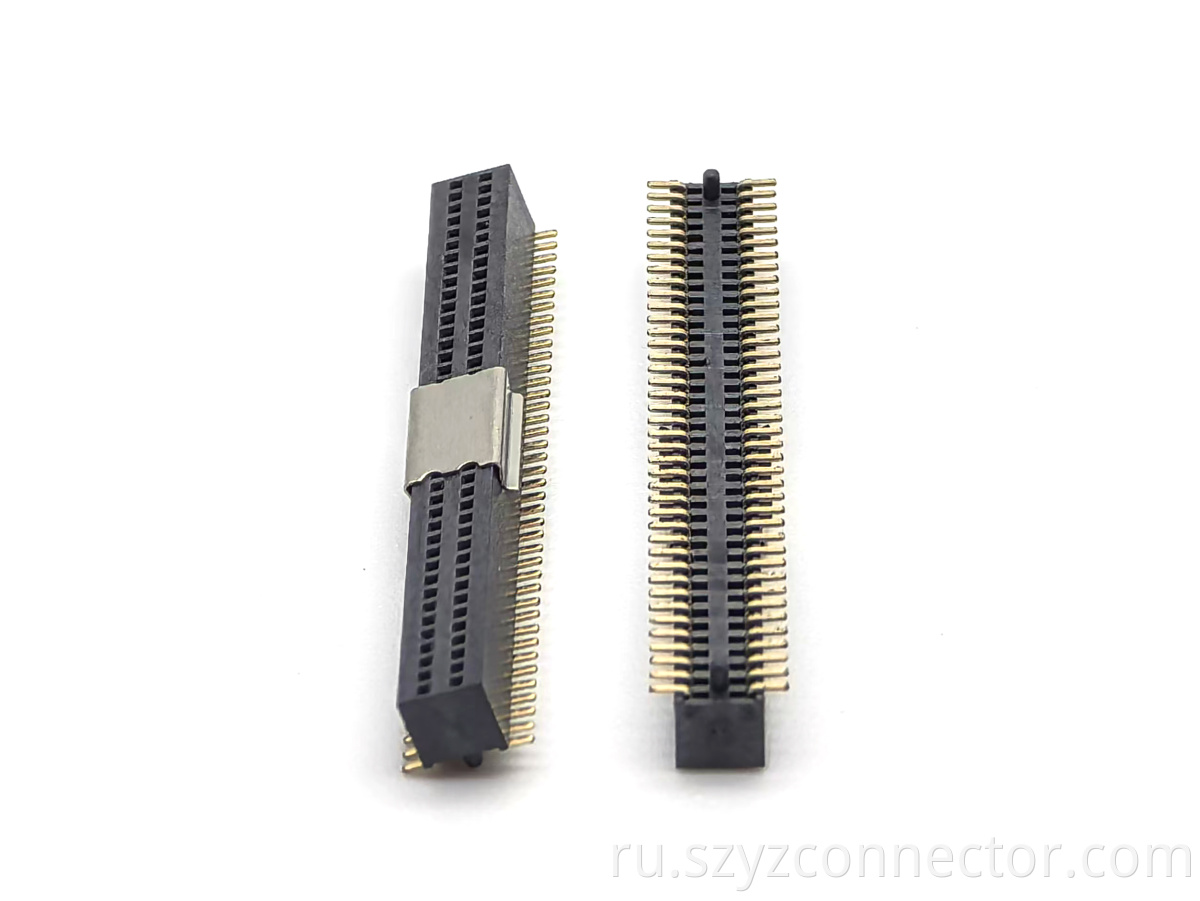 0.8mm Pitch Female Header with Dual Rows SMT H3.1mm 2*40P Brass Contact Material and Nylon Housing for PCB Application